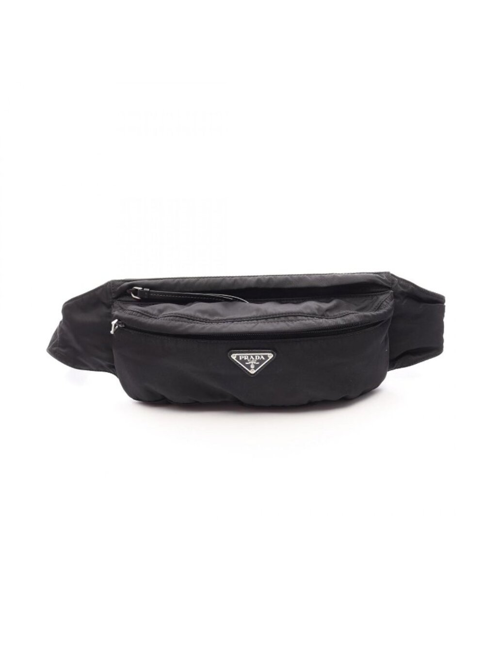 Prada Waist Bag Black Nylon Saffiano Leather Triangle Logo
